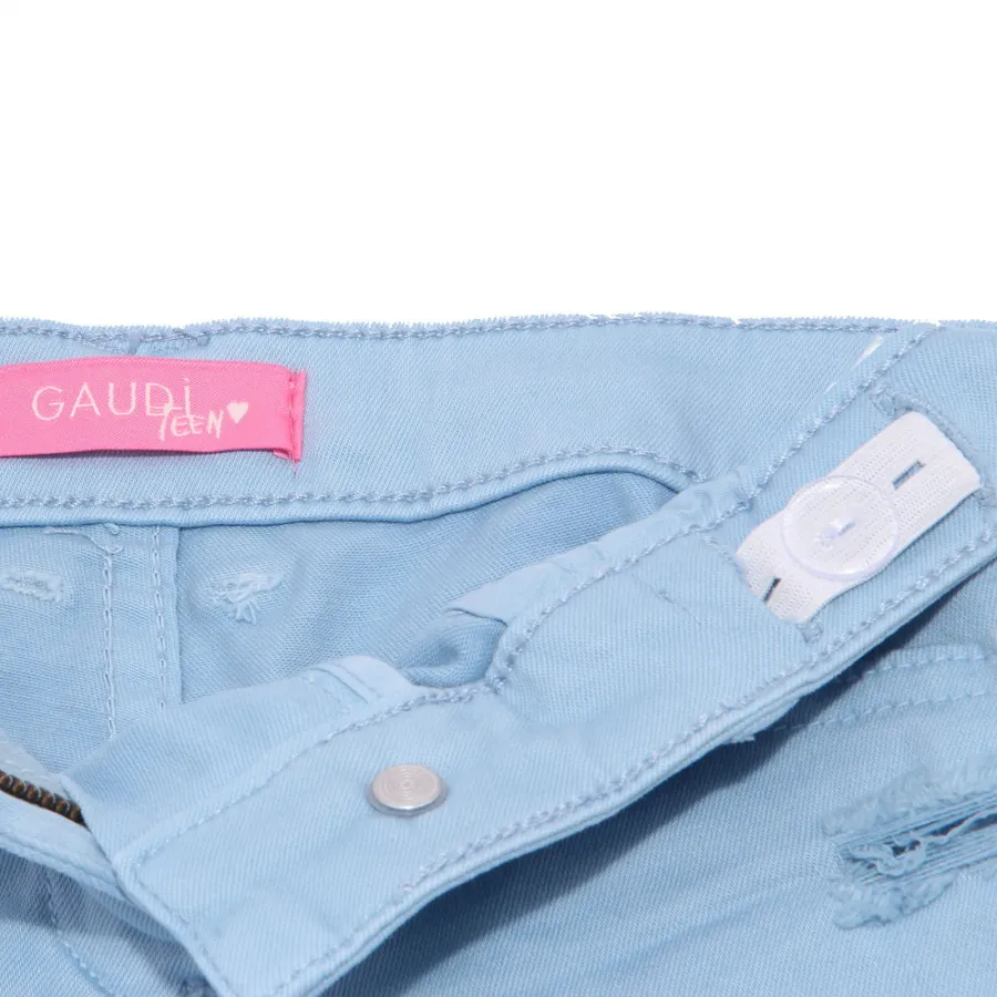 5664AB  bermuda bimba GIRL GAUDI' TEEN light blue WEATHERED LOOK shorts kid
