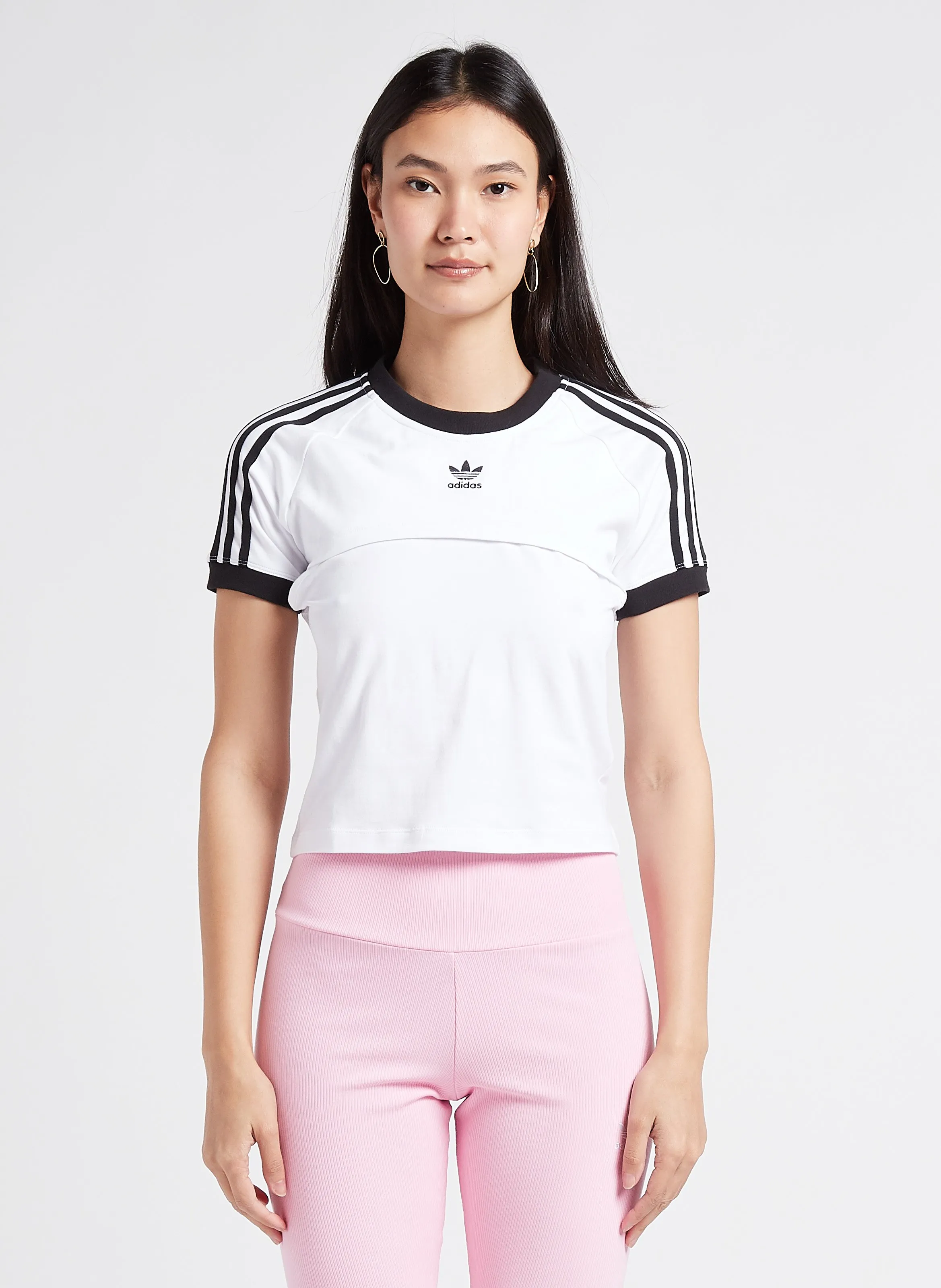  ADIDAS   T-shirt scollo tondo in cotone | Bianco
