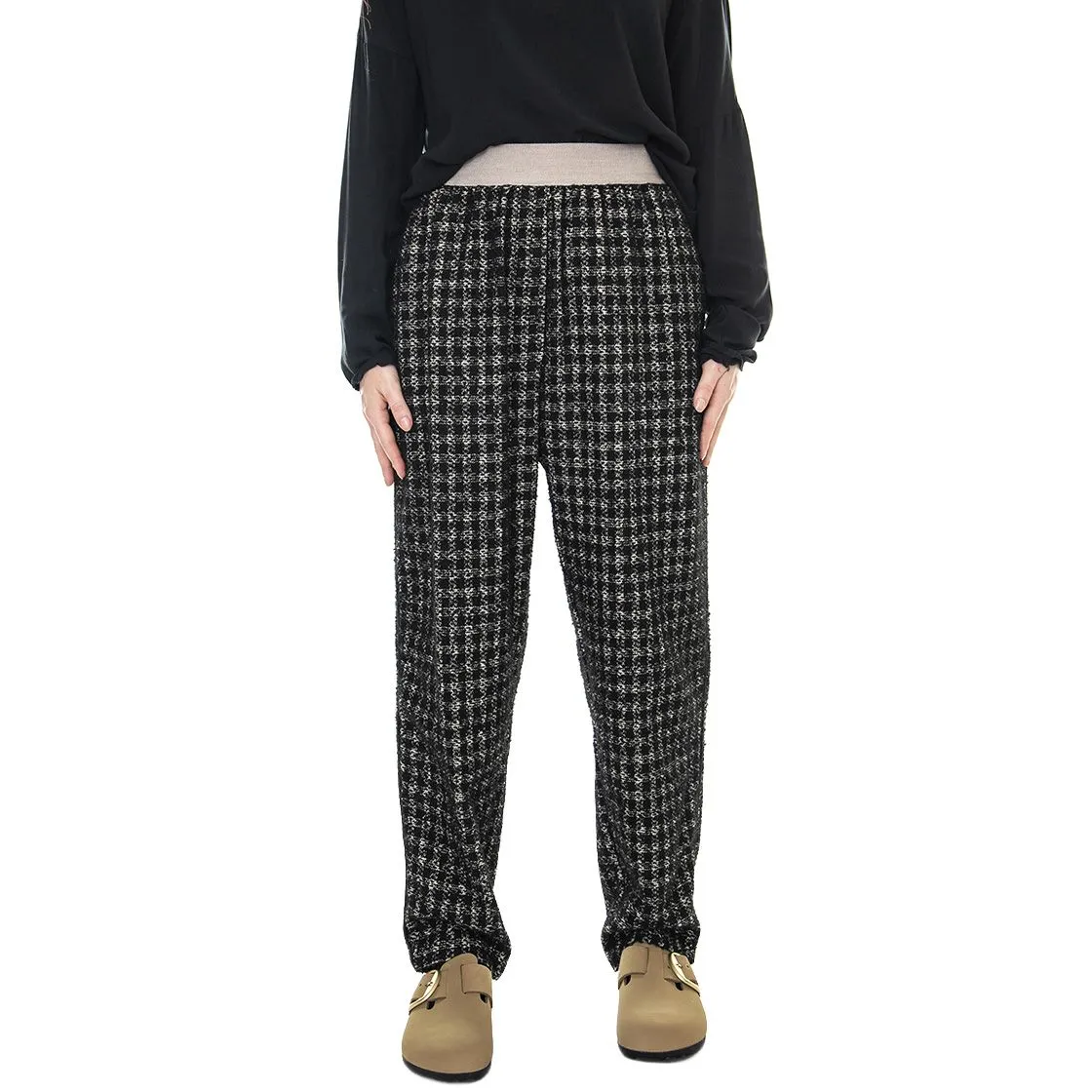 ALESSIA SANTI Fintariga 021SD25041 - Pantaloni Donna Burro / Neri     