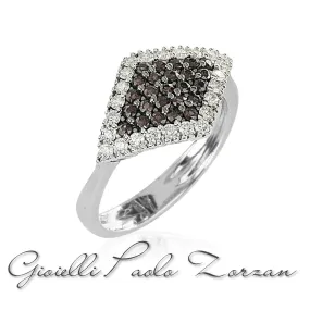Anello Artlinea pavé in oro bianco 18kt con diamanti bianchi e neri AD934/DN-LL