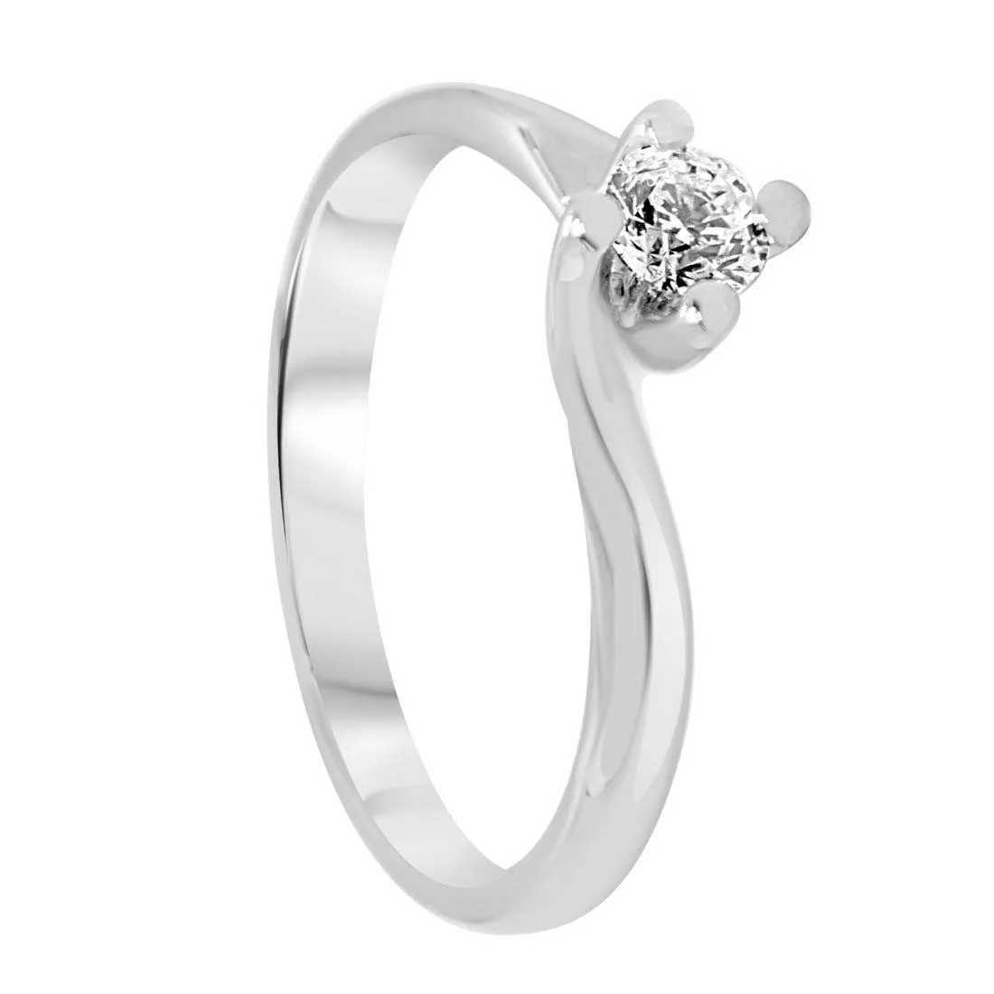 Anello solitario in oro bianco con diamante 0,25 ct mis 13