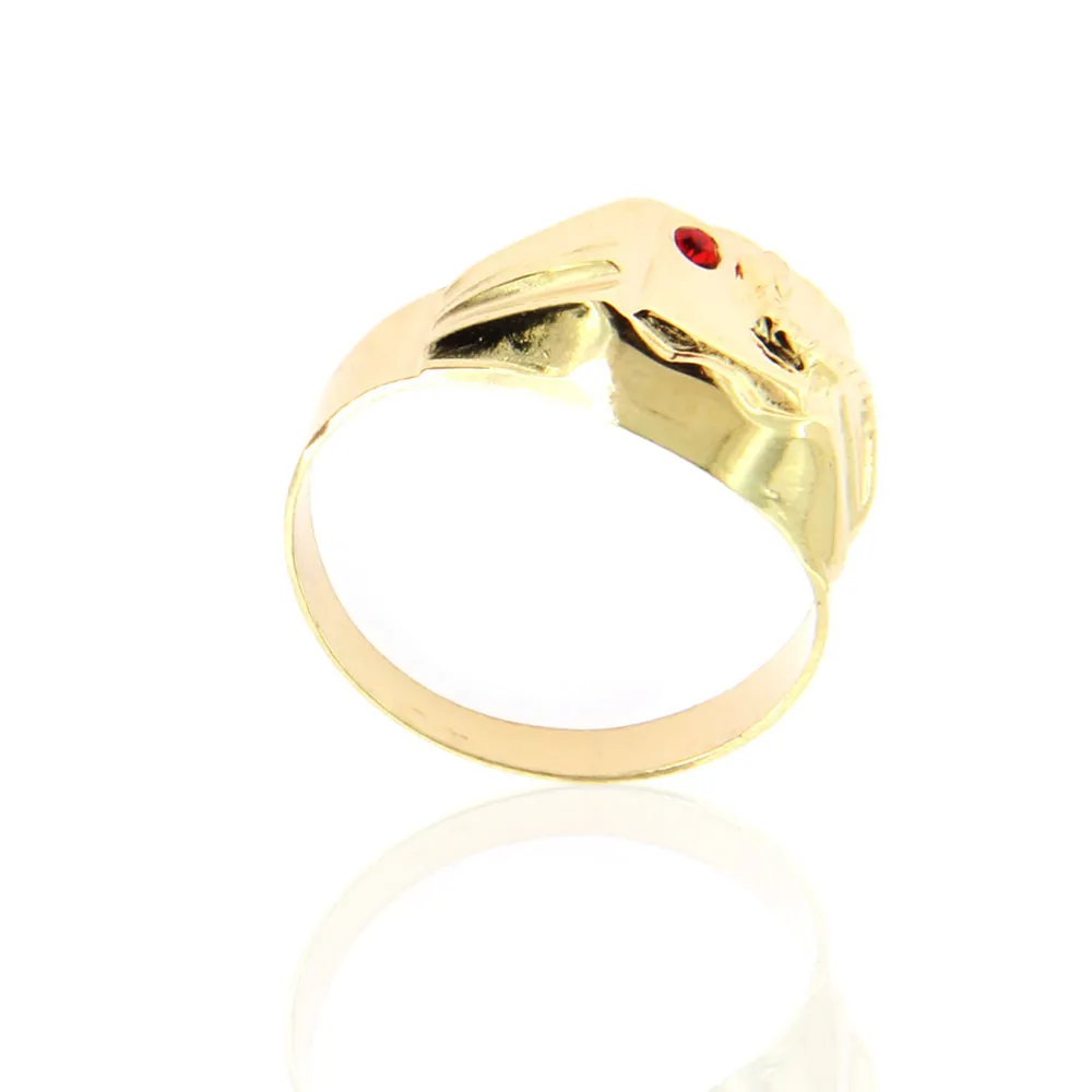Anello Uomo in Oro Giallo con Zircone Rosso