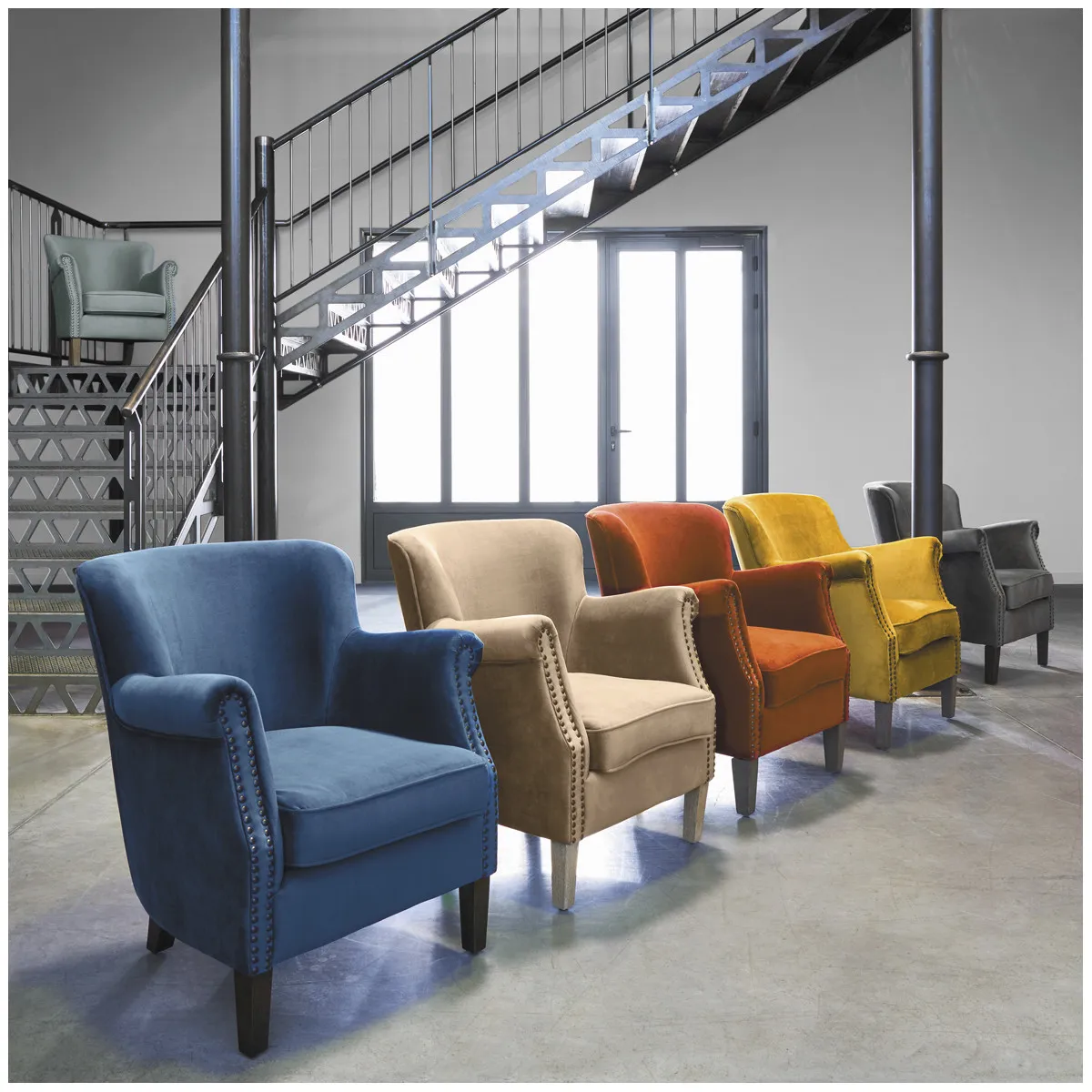  BLANC D'IVOIRE   CLAUDE - Fauteuil beige en velours | Beige