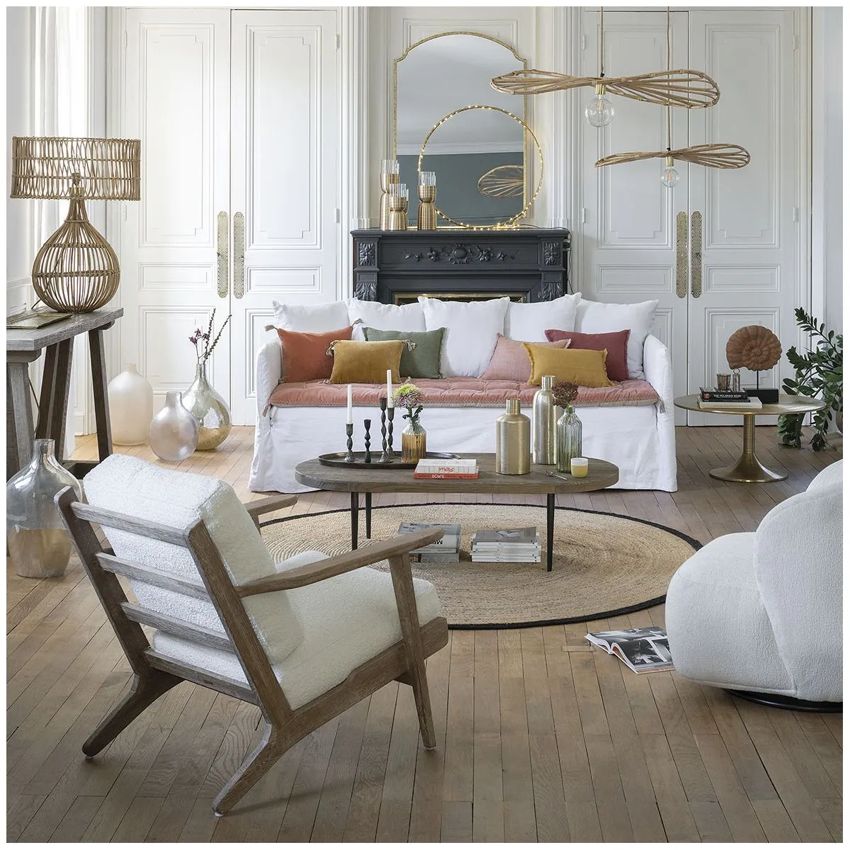  BLANC D'IVOIRE   ROMANE - Pied de lampe romane en rotin | Beige