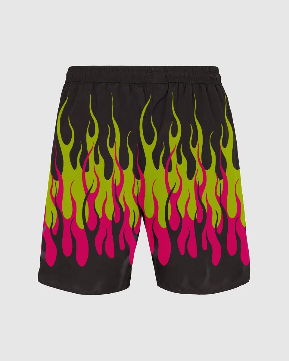 Boxer mare nero con fiamme colorate