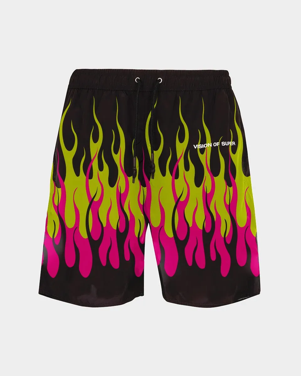 Boxer mare nero con fiamme colorate