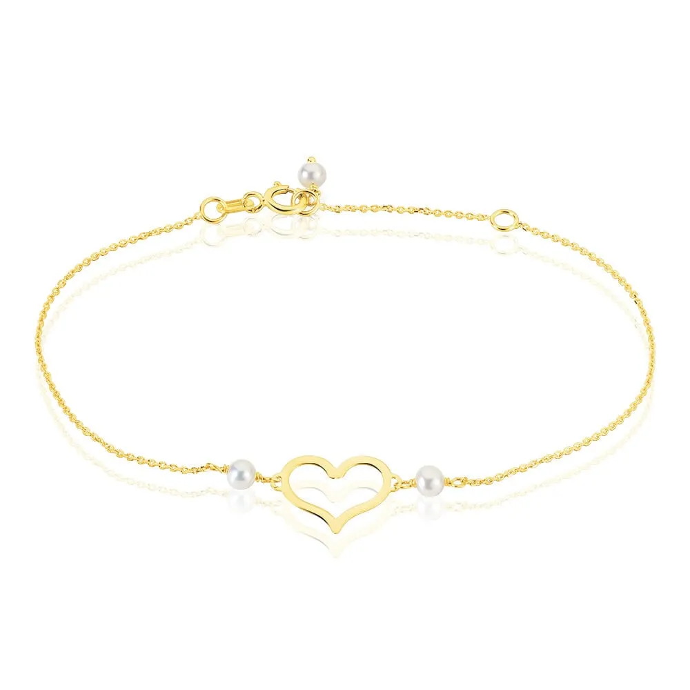 Bracciale Cuore Gabrielle Oro Giallo 375/1000 Perla D'Acqua Dolce Madreperla 1430762