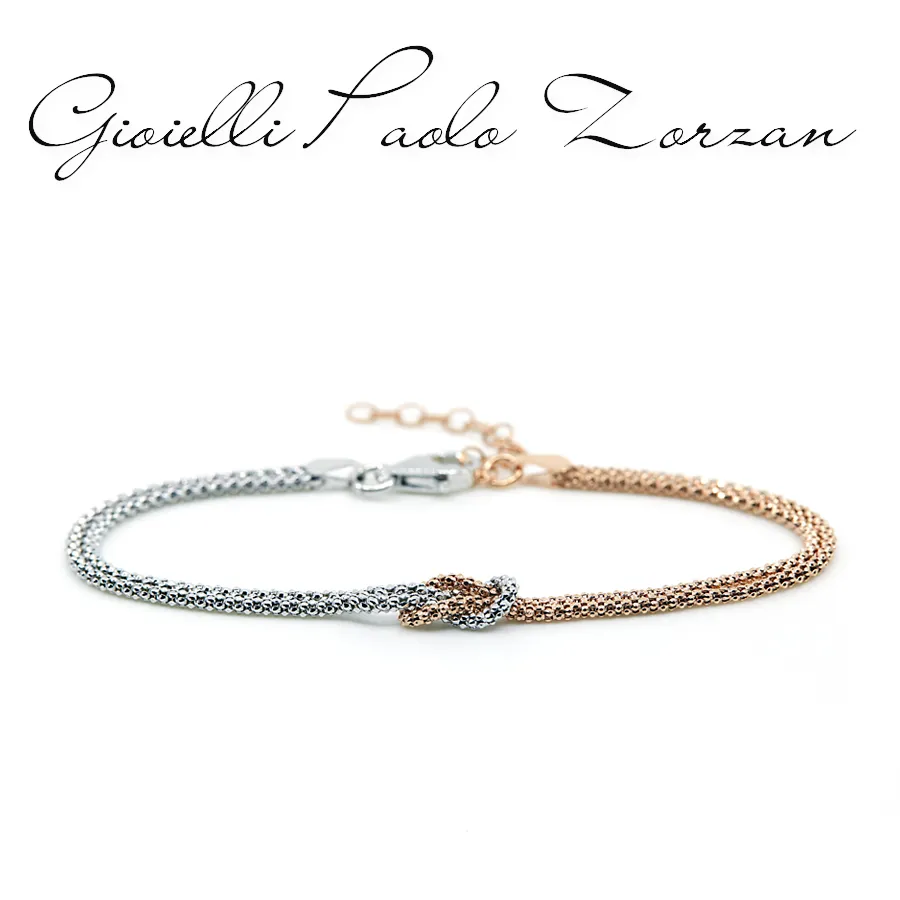 Bracciale maglia coreana in Argento e rosé nodo piccolo BAG211R