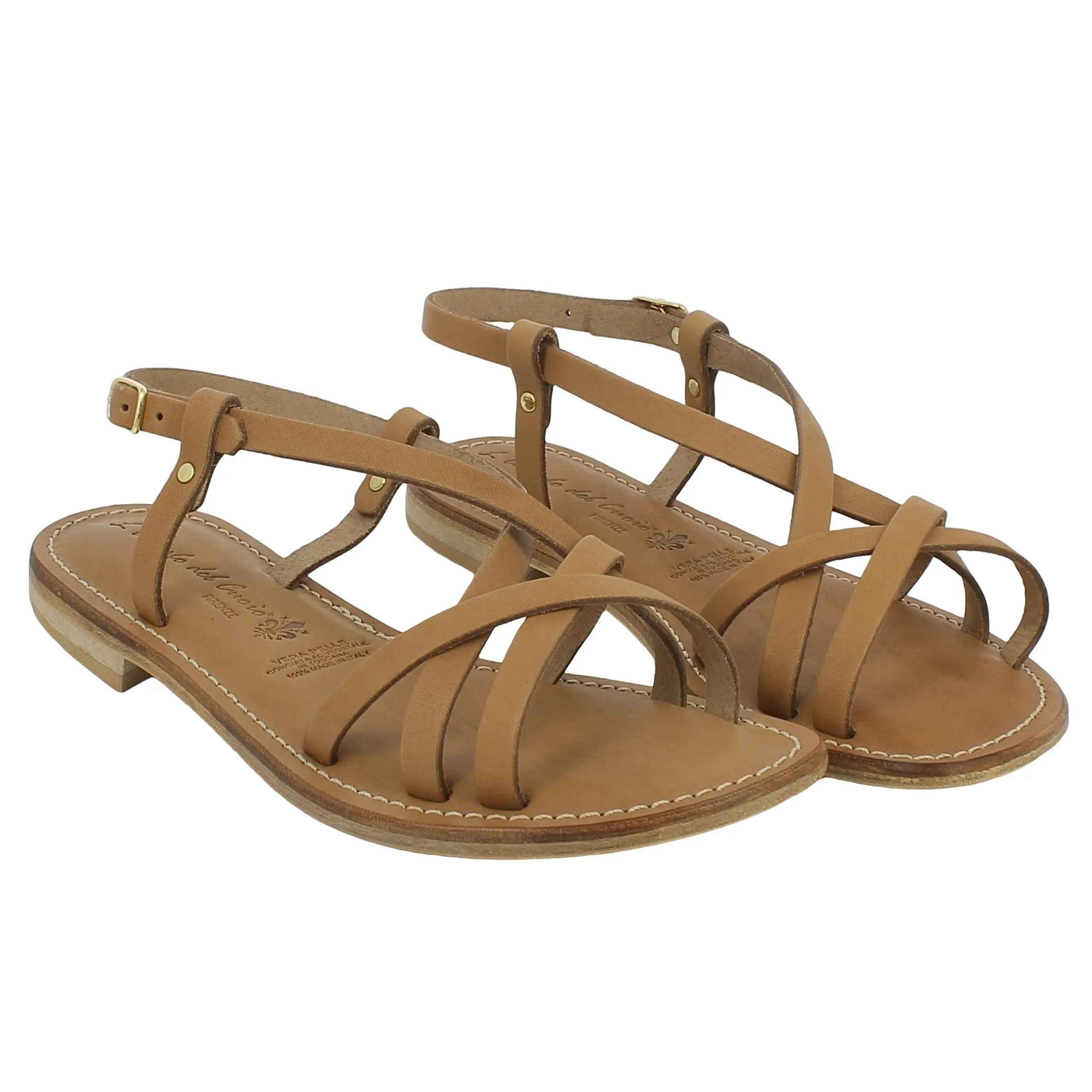 BRAND  Sandalo cuoio con listini 