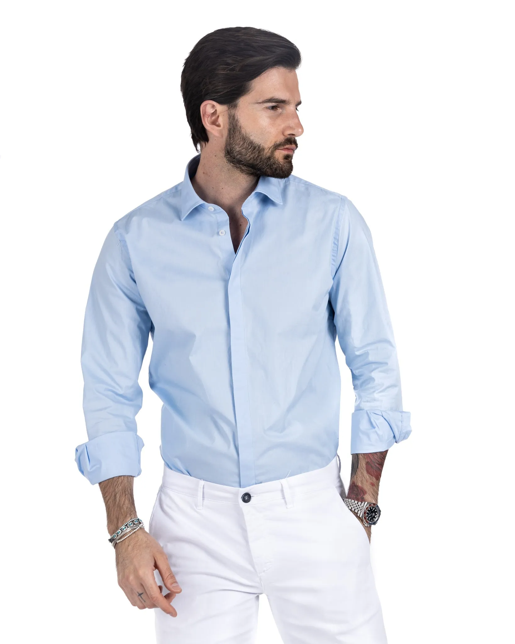 Camicia - basic classica azzurra in cotone