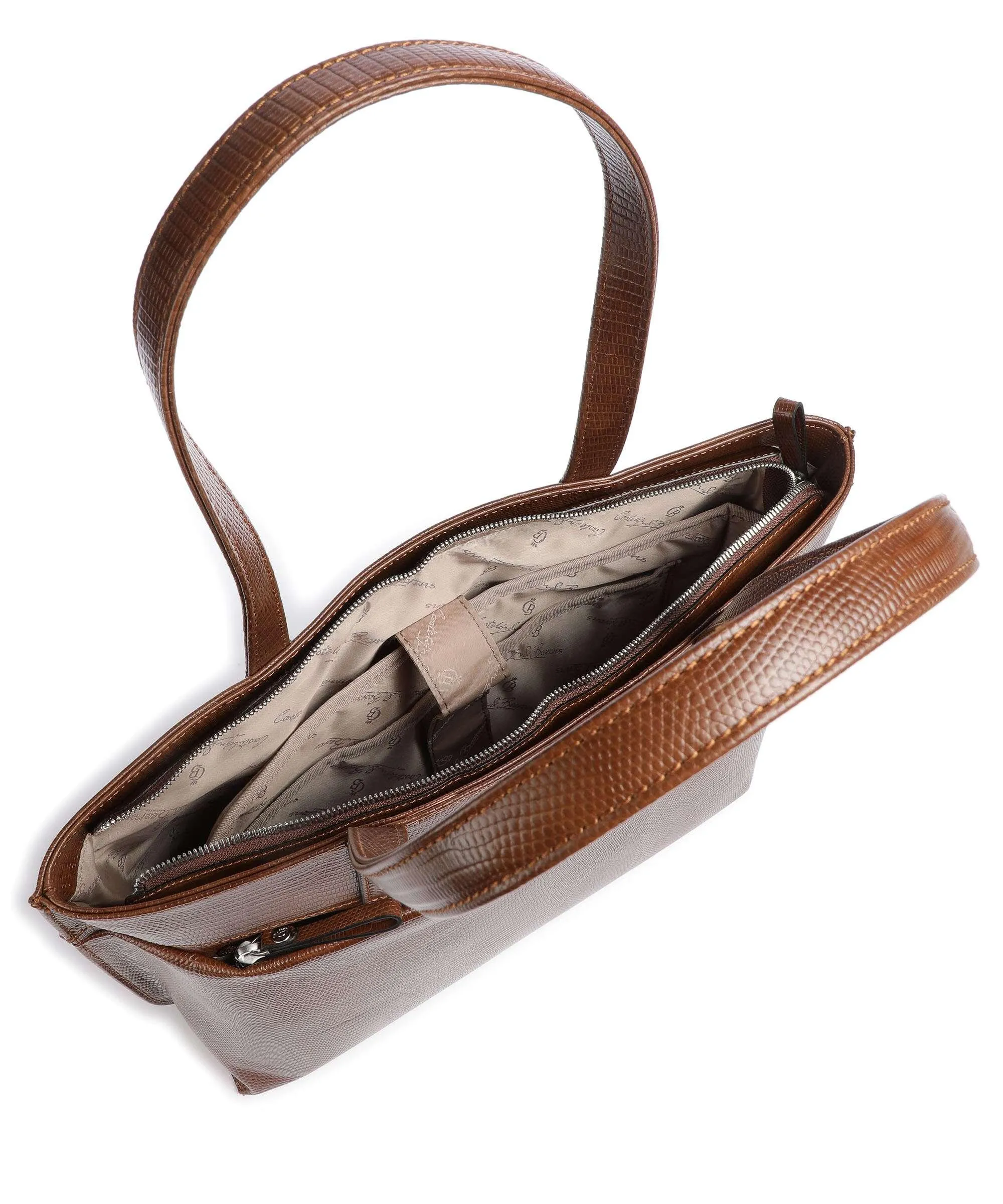 Castelijn & Beerens Donna RFID Borsa shopper 15″ pelle di vacchetta goffrata cognac  