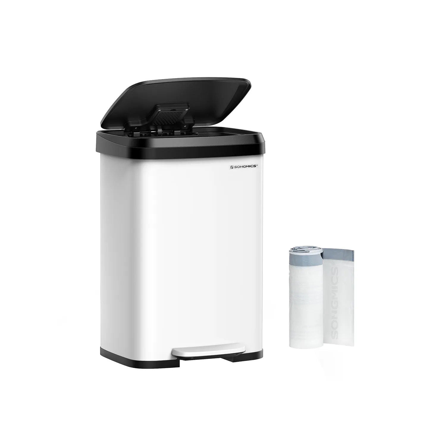 Cestino da Cucina 50L Argento e Nero