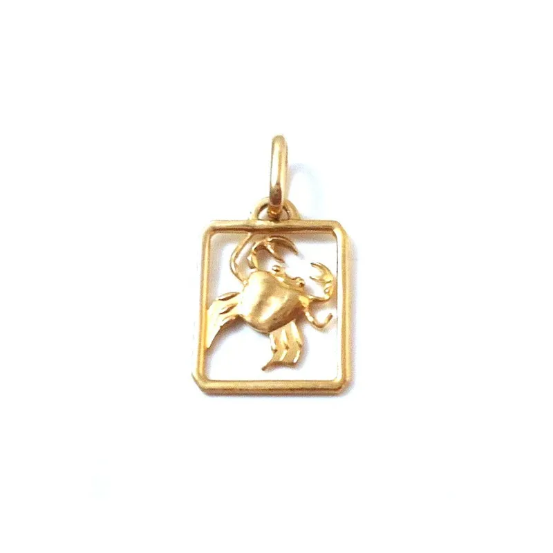CIONDOLO CANCRO SEGNO ZODIACALE ORO GIALLO + COLLANA LACCIO IN OMAGGIO