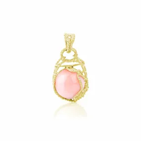 Ciondolo con Cabochon di Corallo Rosa avvolto da Alga in Oro 18kt