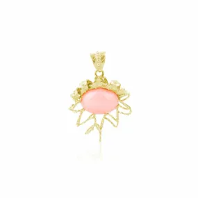Ciondolo Corallo Rosa Cabochon in Oro