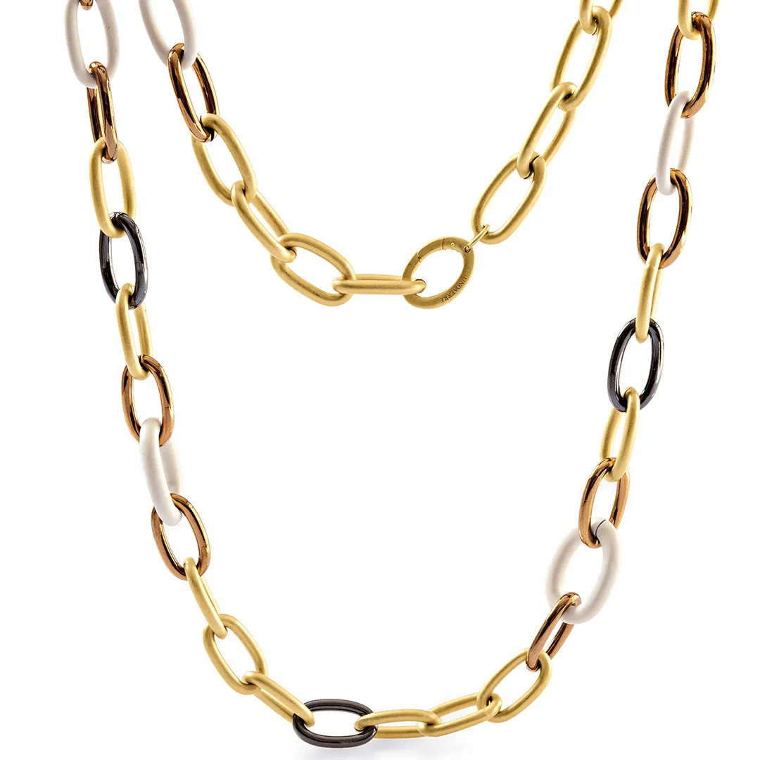 Collana in bronzo giallo marrone e nero