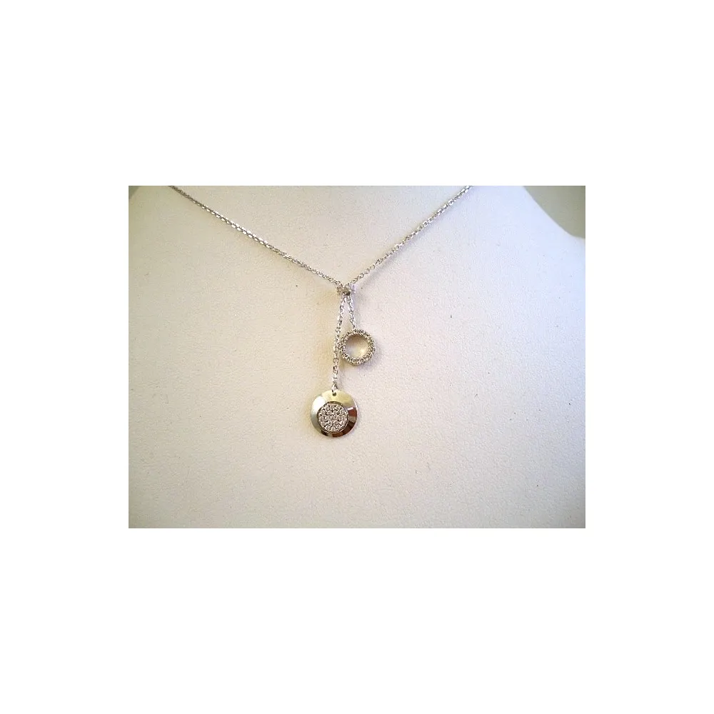 COLLANA PENDENTE IN ORO BIANCO CON ZIRCONI BIANCHI
