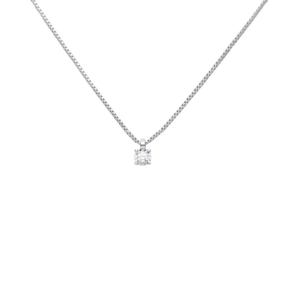 Collana Punto Luce Diamotion Oro Bianco 750/1000 Maglia Veneziana Diamante Bianco 0,03 ct 40 + 2 cm 1670208