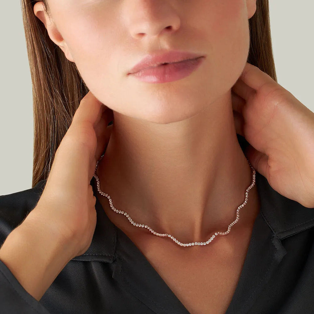 Collana Romantic Shine Ottone Rosa Maglia Tennis Cristallo Bianco 39+5 cm 1689010