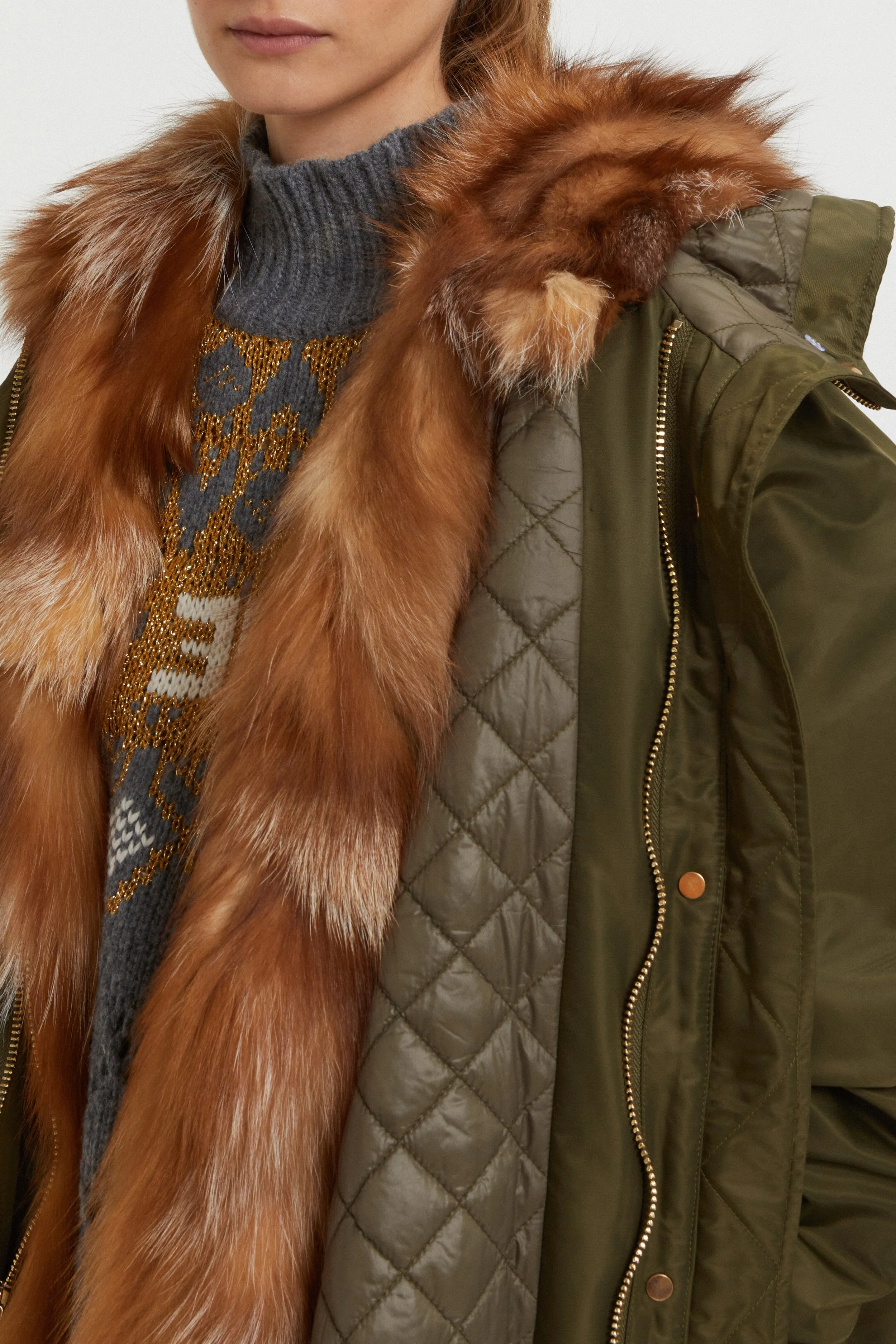Ermanno Firenze PARKA CON GILET DI VOLPE STACCABILE