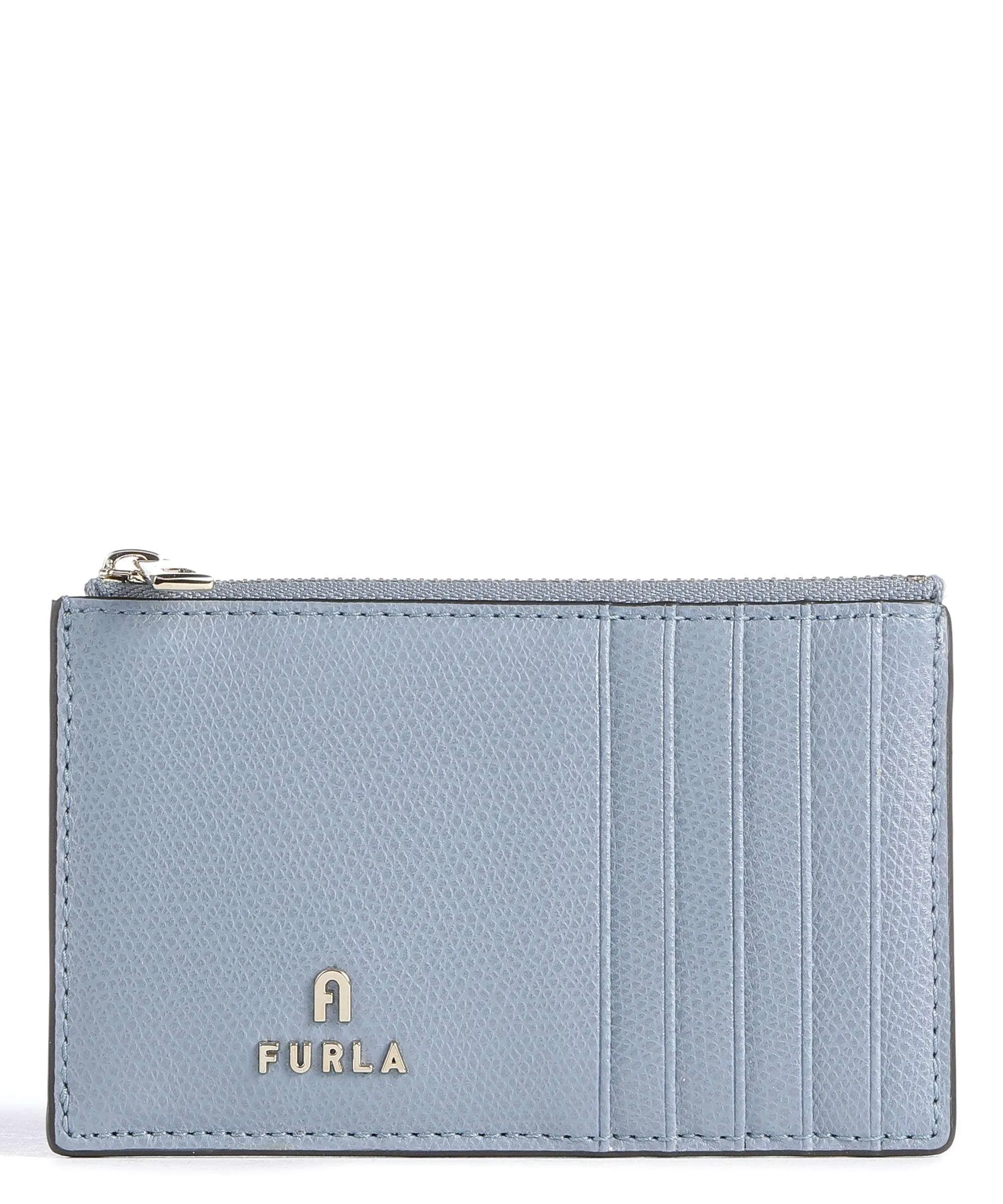  Furla Camelia M Porta carte di credito pelle granulata blu chiaro  