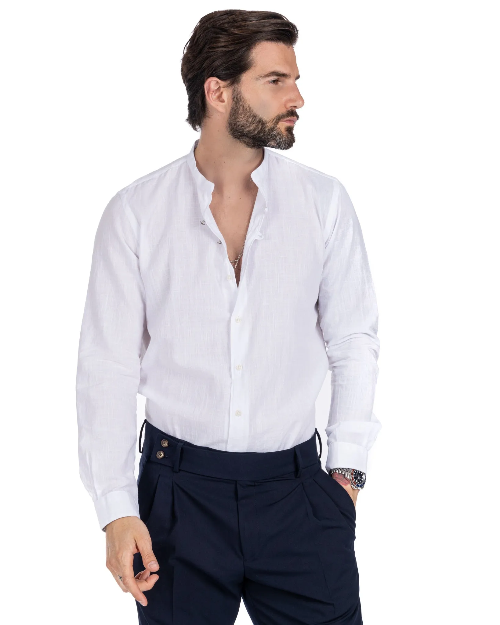 Hyeres  - camicia coreana bianca in cotone