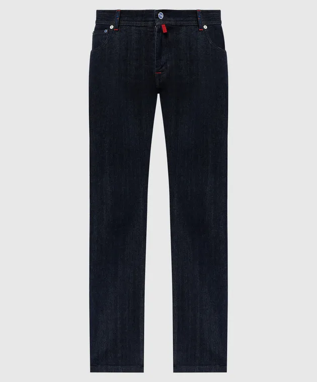 Kiton Jeans blu con patch logo UPNJSK0116F