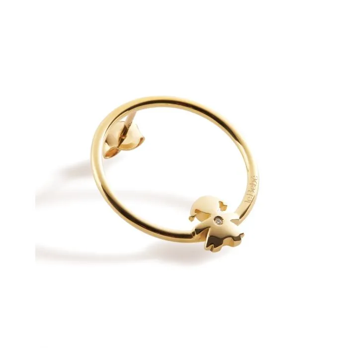 Mono le bebe’ Orecchino Les Petits con sagoma bimba in oro giallo e diamante LBB711