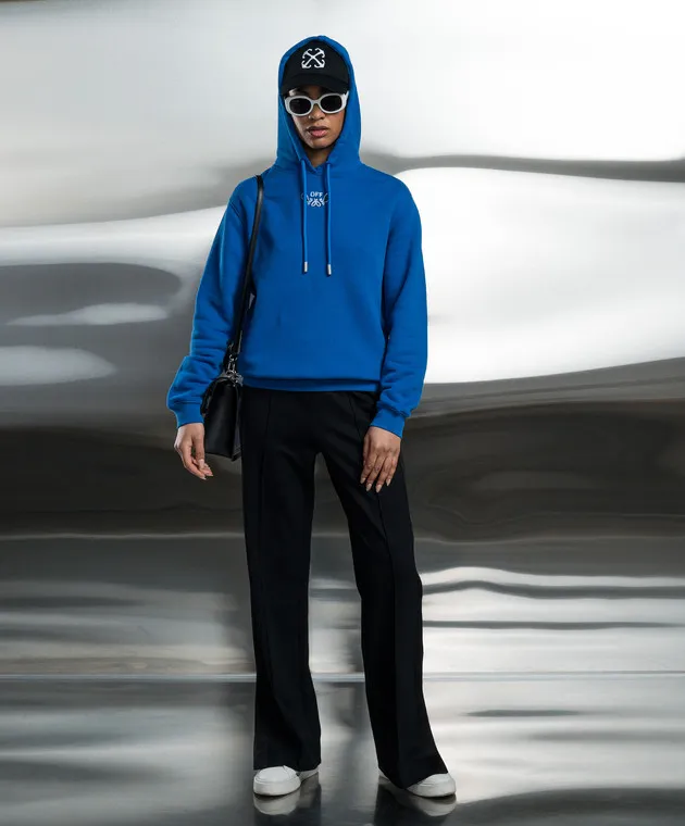 Off-White Felpa blu con ricamo OWBB035S24FLE003