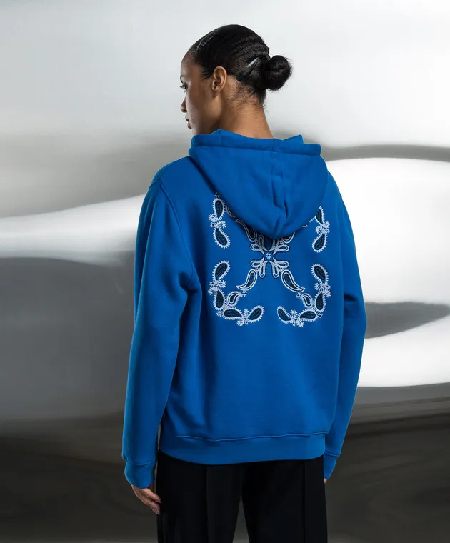 Off-White Felpa blu con ricamo OWBB035S24FLE003