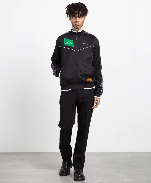Off-White Felpa nera con logo OMBD043F22FAB001
