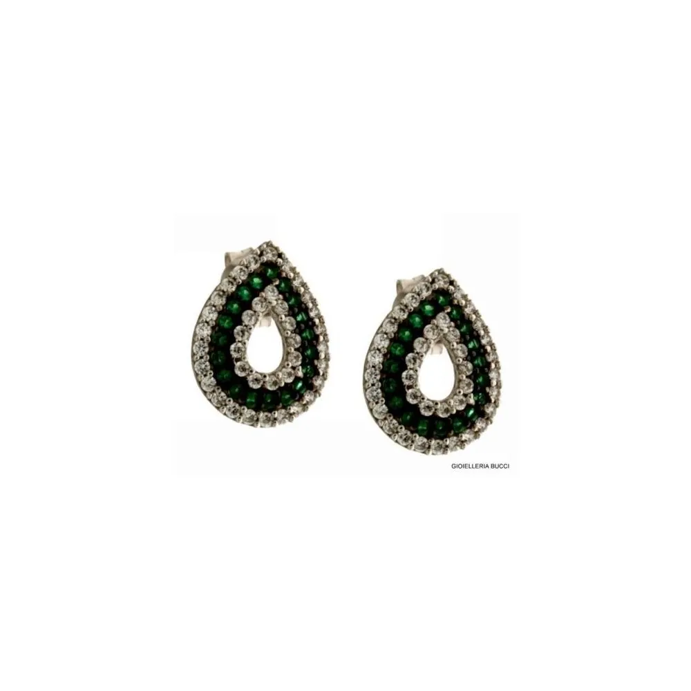 ORECCHINI A GOCCIA IN ORO BIANCO 18 KT CON ZIRCONI