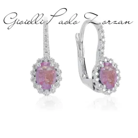 Orecchini Artlinea in oro bianco 18kt con diamanti e zaffiri rosa OD394/ZR-LB
