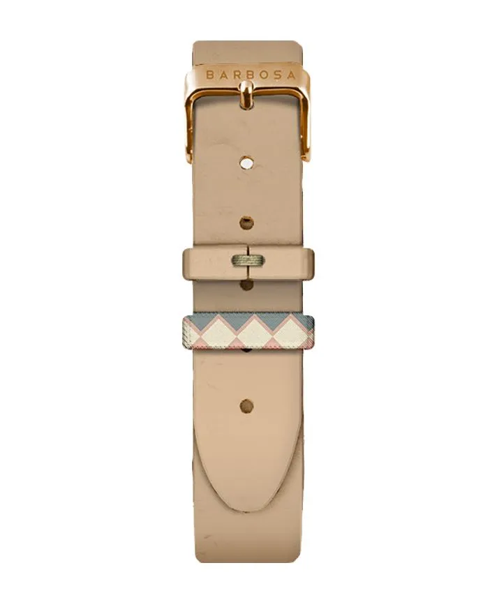 OROLOGIO BORDEAUX dm. 36,5 PELLE CREMA ROMBI BLU