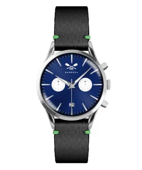 OROLOGIO CRONO SUNRAY BLU dm. 36,5 PELLE NERO BANDANA VERDE