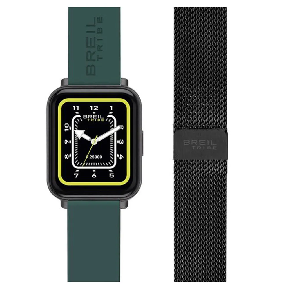 Orologio Unisex Smartwatch SBT-2 Ip Black Doppio Cinturino Verde e Maglia Milanese Nera Breil Tribe