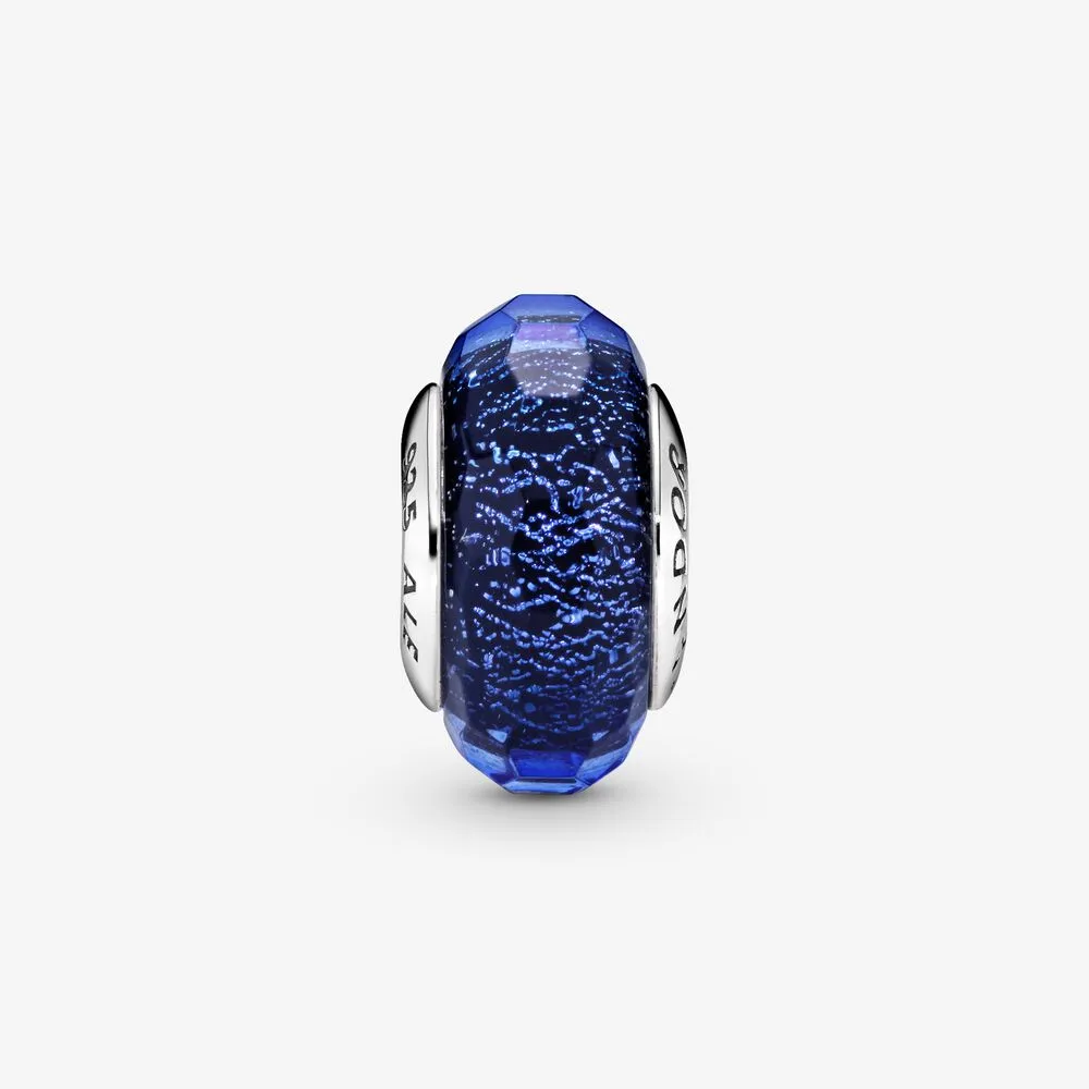 Pandora Charm in vetro di Murano blu sfaccettato