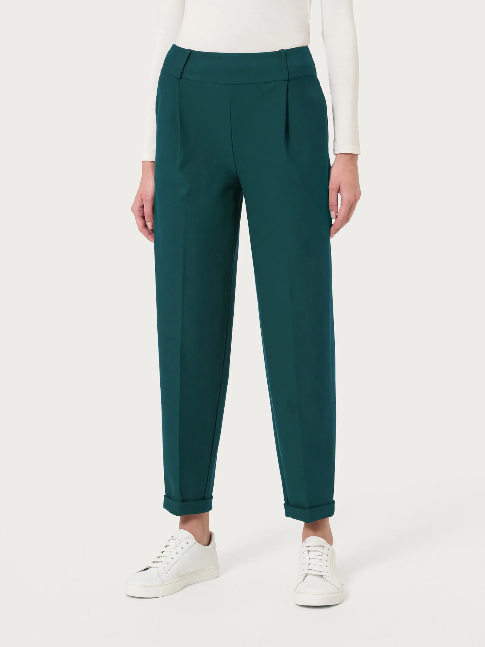 Pantalone a carota con tasche e pinces in Compact - Rain Forest