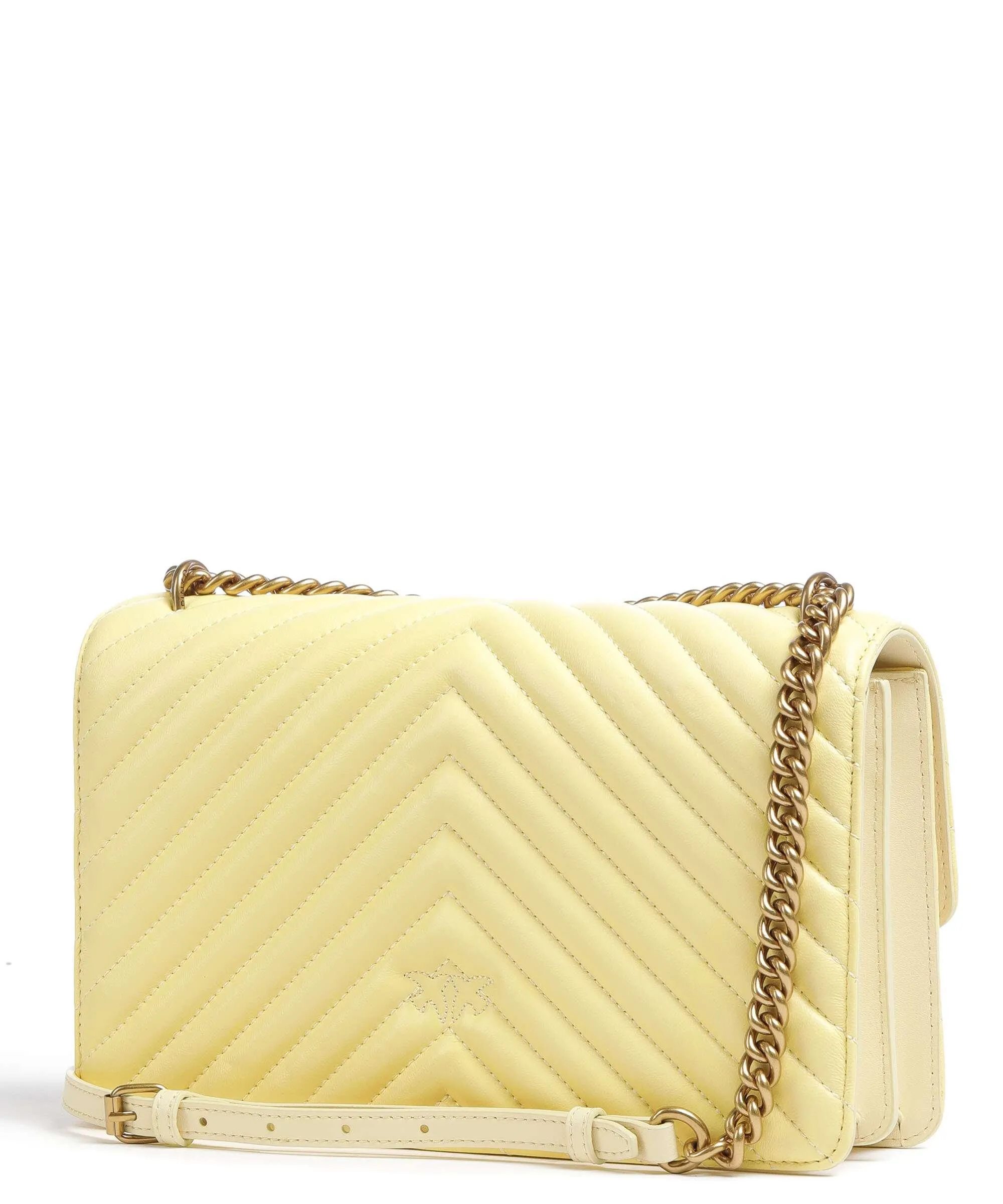  Pinko Love One Classic Borsa a spalla pelle di pecora giallo  