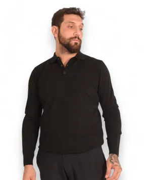 Polo in filo manica lunga nero