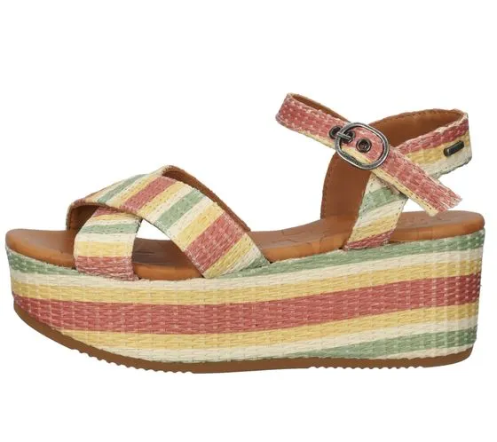 SHABBIES Amsterdam sandalo donna sandalo platform con vera pelle 154020024 5003 verde/giallo/rosso/beige