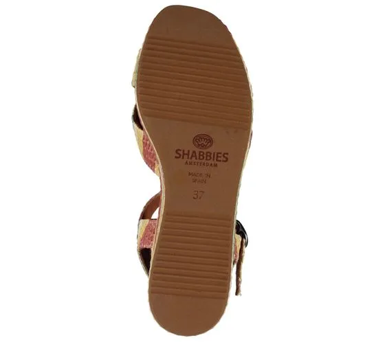 SHABBIES Amsterdam sandalo donna sandalo platform con vera pelle 154020024 5003 verde/giallo/rosso/beige