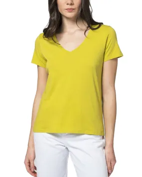 T-shirt scollo cotone verde acido