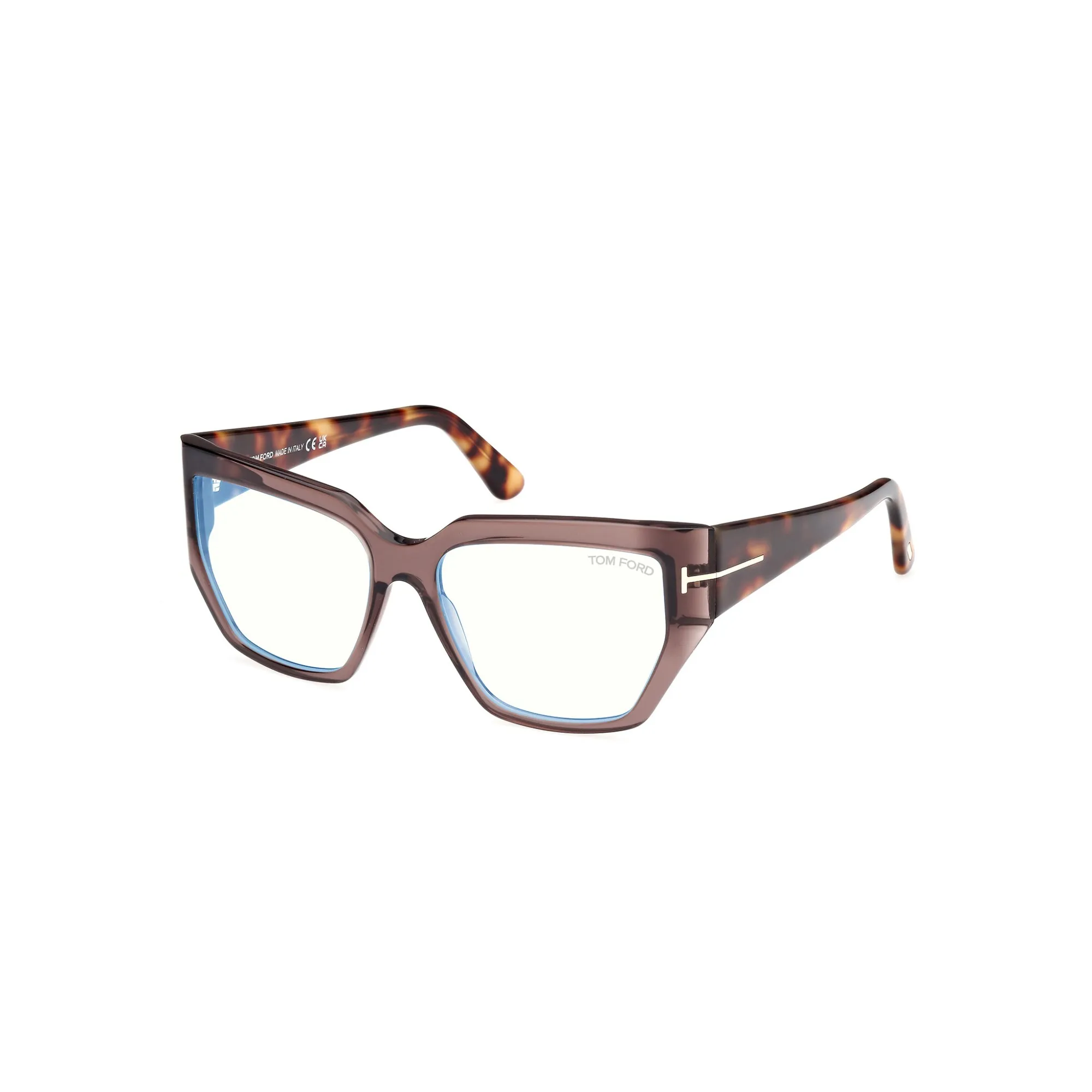   Tom Ford FT 5951-B Blue Block 048  Marrone Scuro Lucido | Occhiale Da Vista Donna 