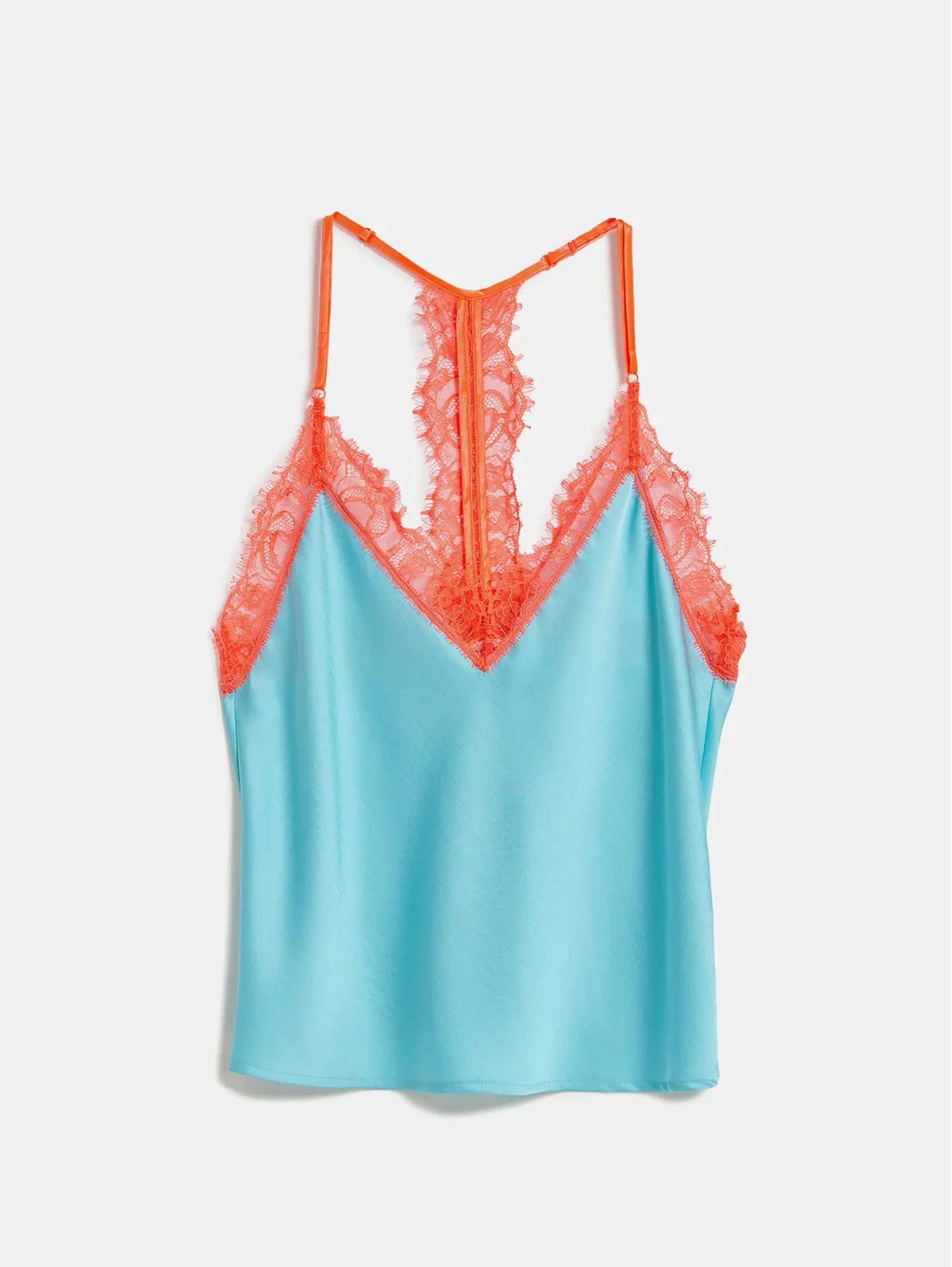 Top con Spalline in Pizzo Blu