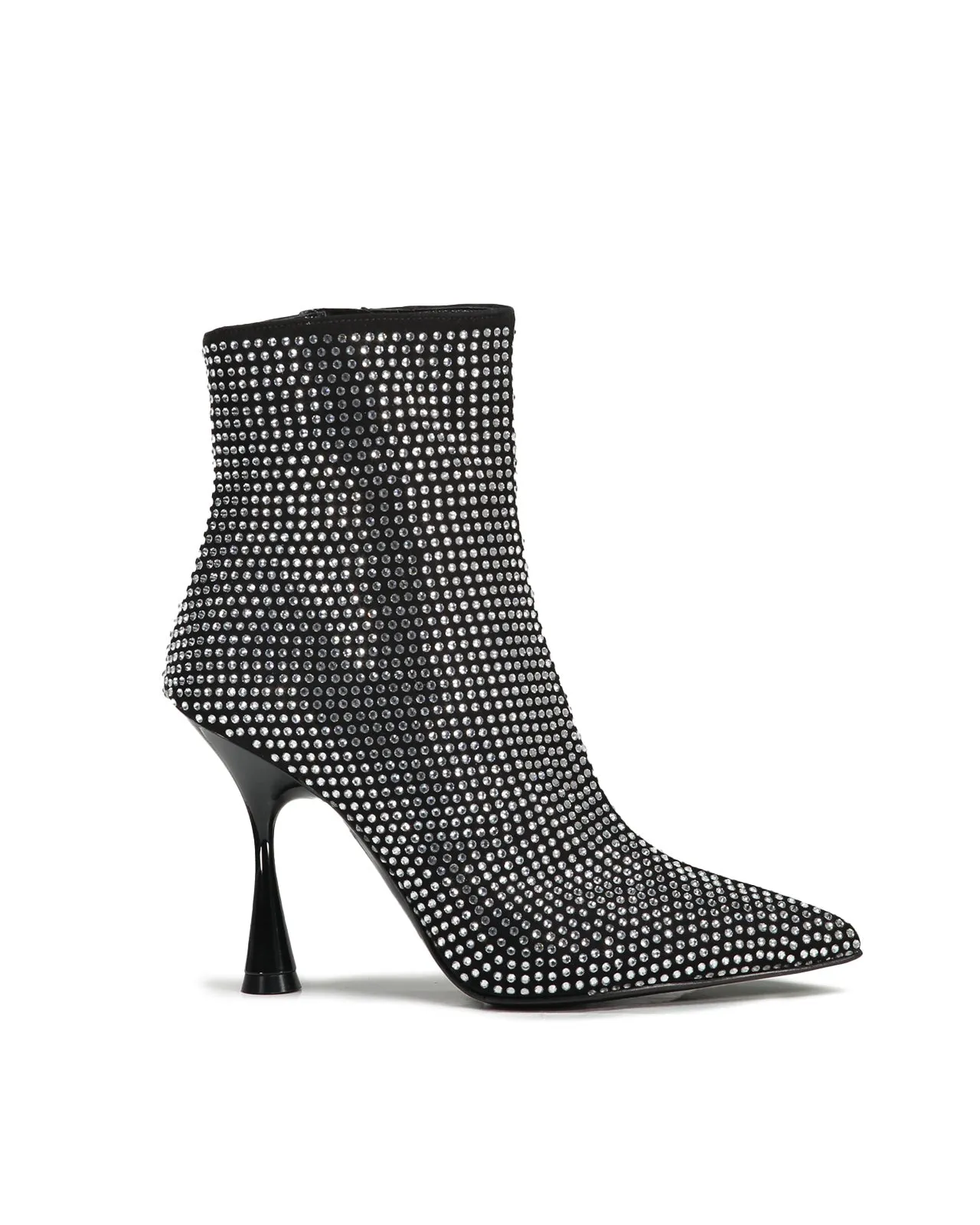 Tronchetto camoscio nero con strass