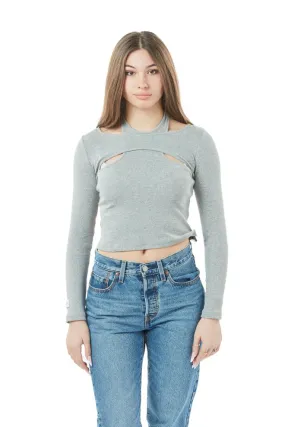 tshirt manica lunga donna grigio