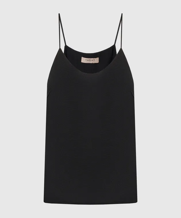 Twinset Top nero con logo 241TT2163